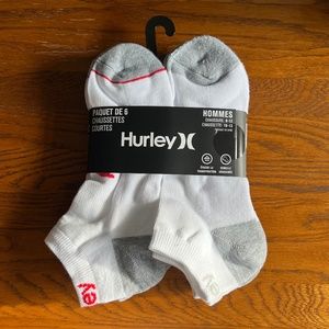 6 Pair HURLEY Men Sport-style Low Cut Socks White Large Sock 10-13